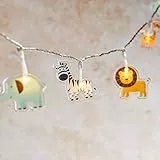 Lights4fun Catena Luminosa di 12 Figure Safari con LED Bianchi Caldi a Pile per Interni