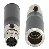 Vbestlife - 2 adattatori audio placcati in oro mini XLR 3 pin maschio a mini XLR 4 pin femmina in lega di zinco per fotocamere reflex digitali, fotocamere professionali
