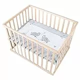 roba Box Rettangolare in Legno 75 x 100 + Inserto Jumbotwins Morbido e Traspirante, Base Regolabile in Altezza, con Ruote e Freni, per Bambini e Neonati, Legno Naturale
