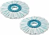 Leifheit CLEAN TWIST Disc Mop microduo testina sostitutiva, frangia lavapavimenti in microfibra, Mop ricambio in set da 2