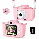 ASTGMI Macchina Fotografica Bambini, 12MP Mini Ricaricabile Fotocamera Digitale Bambina Videocamera Regalo per Ragazze Ragazzi 3-10 Anni, con Scheda 32 GB, Regali Giocattolo di Natale & Compleanno
