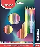 Maped - Matite colorate In Legno Nightfall - Forma Triangolare - Mina Tendra & Resistente, Diametro 2.9 Mm - Colori Vivi E Intense - Confezione da 24 Matite 831702 Multicolore