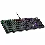 Cooler Master Tastiera meccanica da gioco SK652, retroilluminazione RGB, controllo On The Fly, alluminio spazzolato, layout tedesco QWERTZ/tasti rossi