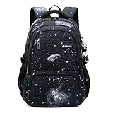 Amythe Zaino per Ragazzi, Zaino Scuola Elementare e Media per i Gradi 3-9, Zaini Impermeabile dal Design Ergonomico, Zainetto Casual Buono per La Scuola e i Viaggi（Nero Cielo Stellato