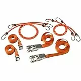 Master Lock 3249EURDAT FastLink Imballare Cinghie e Cavi Elastici, 4 Cavi + 2 Cinghie + 2 Cinghie di Fissaggio, Arancio