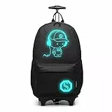 KONO Tiny Trekker trolley per bambini bagaglio a mano trolley con maniglia trolley leggero con ruote valigia a mano,Zaino moda Anime Zaino luminoso per donna (Nero)