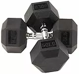 BalanceFrom Manubri esagonali in gomma incassati in coppia o singoli, nero, 22,7 kg