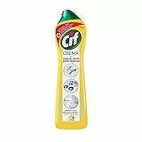 Cif Crema, Detergente per Superfici Dure, Formato 500 ml, Ideale su Grasso Incrostato, Residui di Cibo Bruciato e Macchie di Calcare, con Particelle Pulenti 100% Naturali, Limone