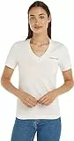 Calvin Klein Jeans MONOLOGO SLIM V-NECK TEE, Donna, Ivory, M