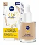 NIVEA Q10 POWER Anti-Rughe 3in1 Siero fondotinta 01 Light/Medium 30 ml, Fondotinta coprente, idratante e anti-età, Siero viso colorato con Coenzima Q10 e Acido Ialuronico
