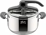 Lagostina Mia Lagoeasy'UP Pentola a Pressione 5 L in Acciaio Inox 18/10 Ø 22 cm, Pentola Induzione e Gas, Coperchio con Apertura Facilitata, Fondo Irradial Plus 3 Strati, Lavabile in Lavastoviglie