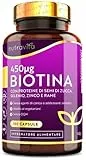 Biotina, Zinco, Selenio e Semi di Zucca - 180 Molta Forza Capsulas - Trattamento 6 Mesi - Integratori per Capelli, Pelle e Unghie - Nutravita