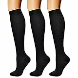 feifanshop 3 coppie Calze a compressione per uomo e donna, graduata 15 - 20 mmHg per crossfit, maternità, atletica, da viaggio - aumenta la resistenza, pratica e recupero, Nero, S-M