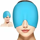 ACWOO Cappello per Emicrania, Riutilizzabile Cappello Mal di Testa Gel Ghiaccio, Confortevole Cuscinetti Terapia Caldo/Freddo per Alleviare L'emicrania, Occhi Gonfie e Sinus Stress (Blu)