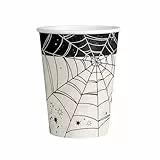 amscan- 8 Bicchieri di Carta Spiderweb 250 ml, 9911669-66