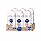 NIVEA Pearl & Beauty Deodorante Roll-On in confezione da 6 x 50 ml, Deodorante antitraspirante con Estratti di Perla, Deo roll che regola la traspirazione per 48 h