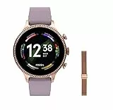 Fossil Smartwatch Gen 6 da Donna in Acciaio, Color Oro Rosa con Cinturino in Silicone Viola, FTW6080 + Cinturino in Acciaio Inossidabile S181375