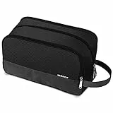 WANDF Borsa da toilette per uomo Donna Borsa da toilette Borsa cosmetica per uomo Donna Nylon Leggero(Nero)