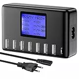 Stazione di ricarica con 8 porte USB C 60W, 12A, con display LCD per più dispositivi, Caricabatterie intelligente da tavolo per iPhone, iPad, Android