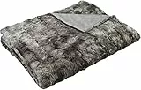 Amazon Basics - Plaid leggero in pelliccia sintetica copriletto, 150 x 200 cm, grigio