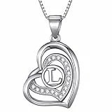Morella Collana Donna a Forma di Cuore Lettera L con zirconi Bianchi 46 cm Argento 925 rodiato