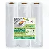 KitchenBoss Sacchetti Sottovuoto per Alimenti：Rotolo Sottovuoto Alimenti senza BPA, Sacchetto per Cottura Sottovuoto Goffrato, Sacchetti Sottovuoto Alimenti per Macchine Sottovuoto, 3 Rotolo 28x500cm