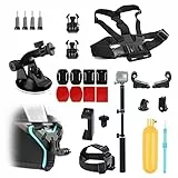 SHOOT 27-in-1 Kit di accessori con bastone selfie pieghevole per action camera da esterno Gopro Hero 11/10/9/8 DJI OSMO Action Camera Crosstour AKASO Campark e altre action camera.