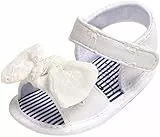 Geagodelia Sandali per Bambina Scarpine Estive Neonata con Fiocco Pantofole Antiscivolo con Suola Morbida Scarpe prewalker Infantili Sandalo Primo Camminatore Ragazza (Bianco, 12cm)