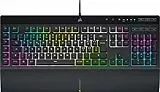 Corsair K55 RGB PRO XT Tastiera Gaming a Membrana Cablata, Retroilluminazione RGB, 6 Tasti Macro con Integrazione Software Elgato, Resistente all'infiltrazione di Polvere e Liquidi, QWERTY, Nero