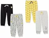 Amazon Essentials Disney | Marvel | Star Wars Pantaloni Unisex Bimbi, Pacco da 4, Giallo/Grigio Chiaro Righe/Grigio Stampa Orsi/Nero, 3 mesi