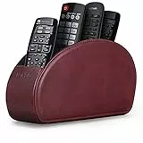 Londo Porta Telecomandi con 5 scomparti - Per contenere telecomandi di TV, stereo, decoder, DVD, Blu-Ray - in Vera Pelle con fodera interna in suede. Adatto per salotto o camera da letto