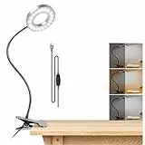 NIWWIN Lampade da lavoro,Lampade con pinza, lampada da tavolo regolabile, temperatura a 3 colori, alimentazione USB, lampada da scrivania, 48 LED da 7 Watt, supporto girevole a 360 gradi