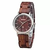 BEWELL Orologio in Legno Unisex Uomo/Donna Analogico Al quarzo con Cinturino in Legno W163A