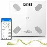 Bluetooth Bilancia Pesa Persona Digitale con App,Bilancia Massa Magra e Grassa, Consigli per la dieta e l'esercizio fisico per una facile perdita di peso e per il potenziamento muscolare colore bianco