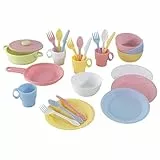 KidKraft Set di Pentole e Padelle Giocattolo Pastello da 27 Pezzi, Set Giocattolo da Cucina, Servizio da Tavola, Utensili di Cucina Giocattolo per Bambini, Accessori Cucina Bambini, 63027