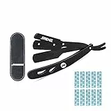 5RIDGE Rasoio a Mano Libera tradizionale taglio dritto - Accessorio Professionale di Barbiere per Rasatura e Cura dei Contorni di Barba Uomo + 10 Lamette da Barba Derby + Valigetta per il trasporto