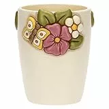 THUN, Vaso con Fiore di Malva in Ceramica Decorata a Mano, Versione Grande, Linea Racconti d'Autunno, 23x21.5x27 cm h