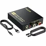 PROZOR DAC 192kHz Convertitore Digitale Analogico Supporta Controllo Volume da Coassiale Digitale SPDIF Toslink a Stereo Analogico L/R RCA da 3,5 mm Adattatore di Alluminio con 3ft Cavo Ottico