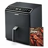 COSORI Friggitrice ad Aria, Air Fryer 6,4L (1,8Kg), Forno Elettrico, Doppia Resistenza, Connessione Wifi, 12 Funzioni Preimpostate, Libro&APP Ricette, 1700W, P583S ‎Grigio Scuro