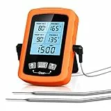 CIRYCASE Termometro Cucina Auto Spegnimento, Termometro Forno con Doppia Sonda da 16.3cm, Lettura Rapida & Precisa, Termometro Barbecue con Retroilluminazione e Impostazione Dell'allarme per BBQ