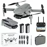 IDEA37 Drone GPS Professionale con Fotocamera 4K HD EIS Gimbal a 2 Assi, Drone Pieghevole 5GHz con Motore Brushless, Posizionamento del Flusso Ottico, Tempo di Volo 50 Minuti (2 Batterie)