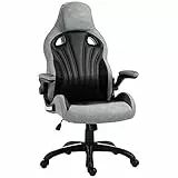 Vinsetto Sedia da Ufficio Poltrona Gaming, Ergonomica con Schienale Alto, Girevole e Altezza Regolabile, Nero e Grigio