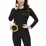 SKYSPER Set Biancheria Intima Termica Donna, Tuta da Allenamento Aderente Antivento Inverno Autunno Maglia Termica + Pantaloni Termici per Corsa Sci Palestra Ciclismo Fitness Rosa Nero Grigio