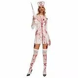 colmanda Costume da Infermiera Zombie, Costume da Infermiera di Halloween, Set da Infermiera Zombie, Costume da Travestimento per Halloween, Feste in Costume a Tema, Cosplay e Altro Ancora (L)