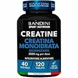 Bandini® Creatina Monoidrata Micronizzata MERCURIO FREE 120 Compresse da 3000mg per dose - Integratore per Allenamento, Palestra e Pre Workout - A base di Creatine Monoidrato Pura e Vegana al 100%