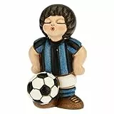 THUN - Soprammobile Bimbo Calciatore Nero-Azzurro - Accessori Cameretta e Bomboniere - Linea Bomboniera - Formato Piccolo - Ceramica - 4,5 x 4,5 x 7 h cm