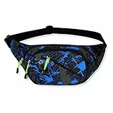 Lotisie Marsupio Sportivo con Cerniera Marsupio Running Uomo Donna con 5 Tasche Adatto Cintura Regolabile per Esterni Allenamento Passeggiate Viaggi, blu