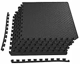BalanceFrom Tappetino per esercizi puzzle con piastrelle ad incastro in schiuma EVA per MMA, esercizi, ginnastica e palestra domestica, spessore 3/4', 24 piedi quadrati, nero