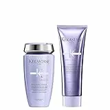 Kérastase, set di cura con shampoo anti-ingiallimento e balsamo per capelli danneggiati e sbiaditi, con acido ialuronico, balsamo Bain Ultra Violet & Cicaflash, biondo Absolu (2 x 250 ml)