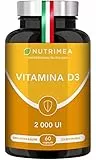 VITAMINA D3-2000 UI - 1000% VNR - Salute Ossa e Denti - Immunità - 60 capsule - Nutrimea